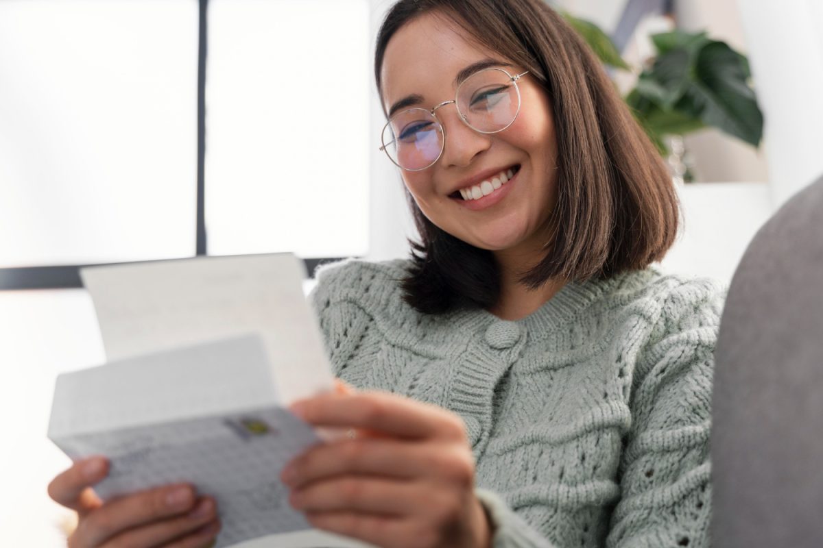 Woman opening a high-yield savings account.