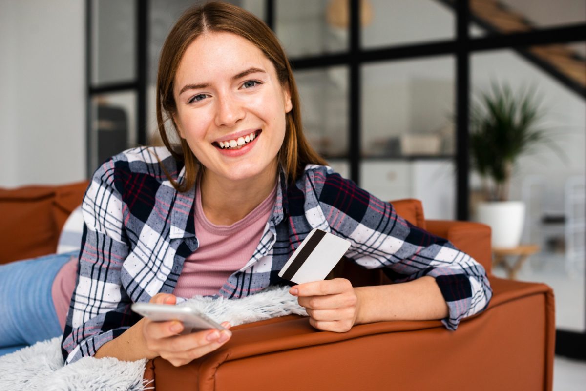 woman learning about credit card limit.